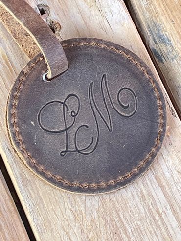 Leather debossed luggage tag pyrography