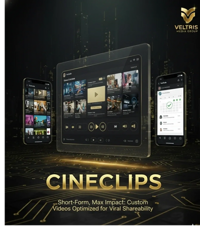 Digital devices showcasing Cineclips for viral short-form videos.