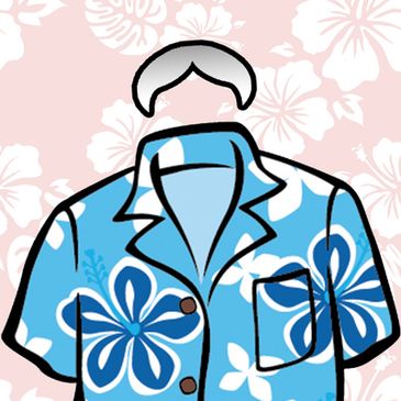Icon of @tomwhitby - shows his mustach a hawaiin shirt (but no face or body)