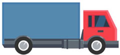 Illustration of a red and blue delivery truck.