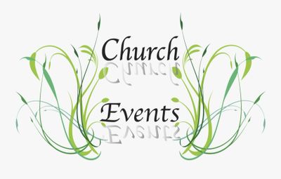 Elegant green floral design with the text 'Church Events'.