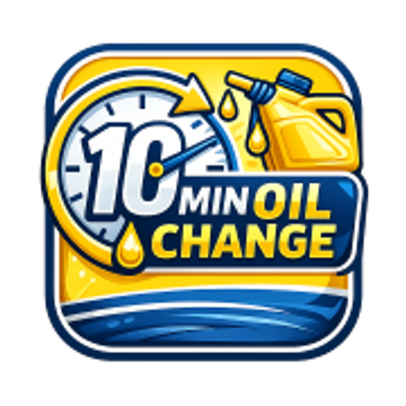 Logo for a 10-minute oil change service.