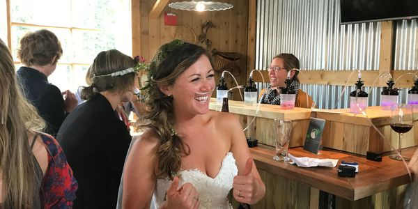 bride enjoying oxygen bar in vail