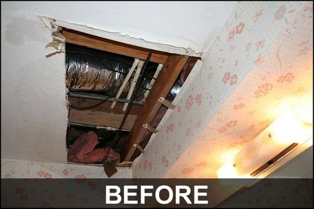 A damaged ceiling