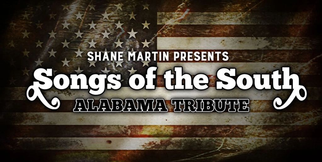 Songs of the South Alabama Tribute logo by Shane Martin with rustic American flag background.