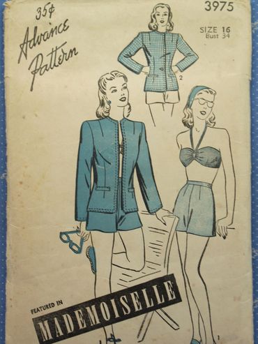 Advance 3975
1940s Vintage Sportswear Pattern
swimsuit pattern