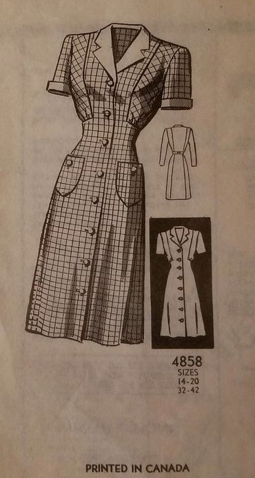 1940s Vintage Dress Pattern
Mail Order Dress Pattern 4858