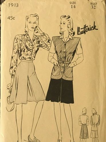 Butterick 1913
1940s Vintage Sportswear Pattern
