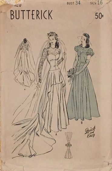 Butterick 420 Size 16 Bust 34
1940s Wedding Dress