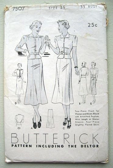 Butterick 6637
1930s Coat and Skirt Pattern
1930s Suit Pattern