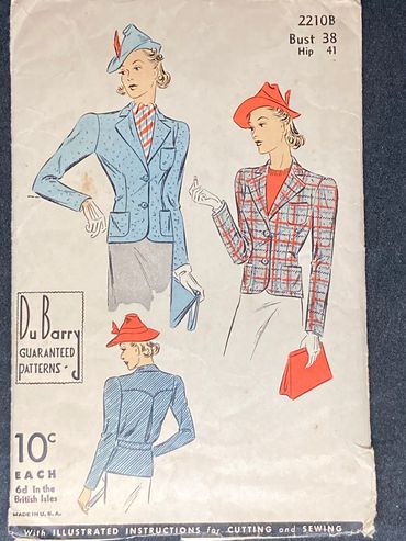 DuBarry 2210B
Bust 38 Hip 41
1930s Vogue Coat Pattern 
Vintage Pattern
Size 18 Bust 36