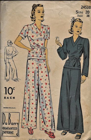 DuBarry 2453B Size 20 Bust 38
1920s/1930s Pajamas
Vintage Pattern