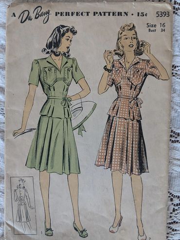 DuBarry 5393 1940s Vintage Dress Pattern