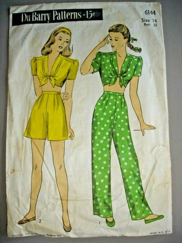 DuBarry 6144
1940s Vintage Sportswear Pattern
swimsuit pattern
Beach Pajamas