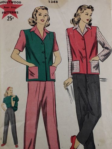 Hollywood 1348
1940s Vintage Trouser Pattern
1940s Vintage Blouse Pattern