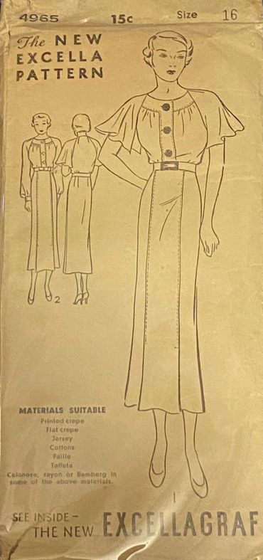 1930s Excella 4965
Dress Pattern
Size 16 Bust 34