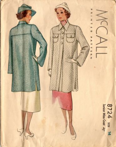 McCall 8724 Size 14 Bust 32
1930s Dress Frock Pattern 
Vintage Pattern