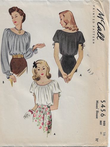 McCall 5456
1940s Vintage Blouse Pattern