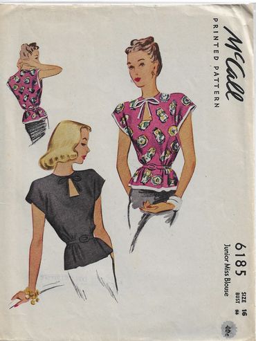 McCall 6185
1940s Vintage Blouse Pattern