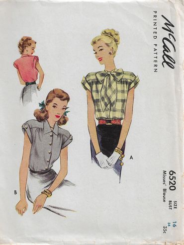 McCall 6520
1940s Vintage Blouse Pattern