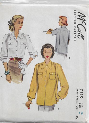 McCall 7119
1940s Vintage Blouse Pattern