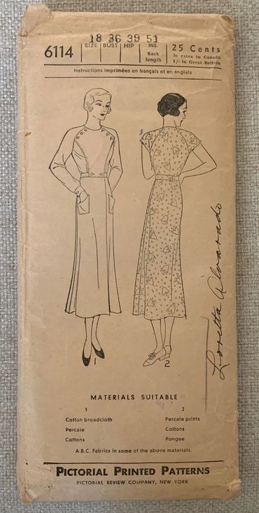 Pictorial Review #6114
1930s Dress size 18 Bust 36
Thin Man
Poirot