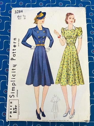 Simplicity 3284 1940s Vintage Dress Pattern