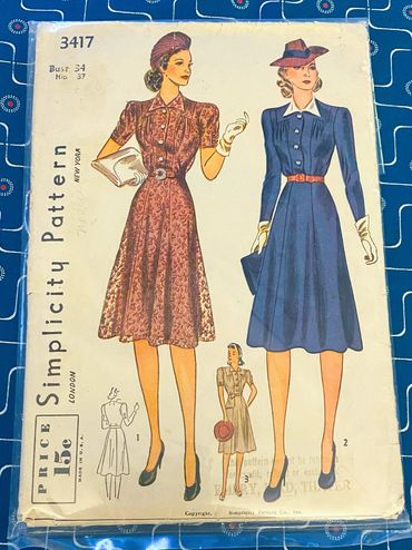 Simplicity 3417 1940s Vintage Dress Pattern
Peggy Carter Dress Pattern