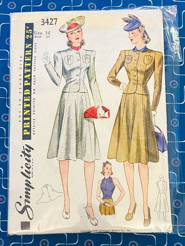 Simplicity 3427 1940s Vintage Dress Pattern