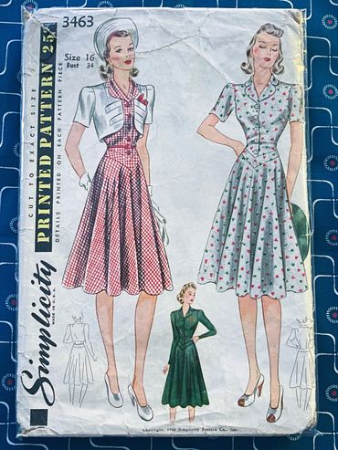 Simplicity 3463 1940s Vintage Dress Pattern