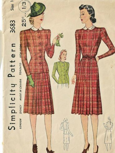 Simplicity 3683 Vintage 1930s Dress Pattern
1930s Suit Pattern