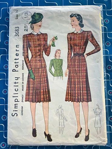 Simplicity 3683 1940s Vintage Dress Pattern
Vintage Suit Pattern