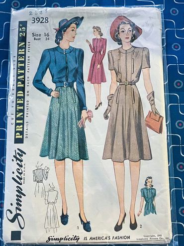 Simplicity 3928 1940s Vintage Dress Pattern
Eisenhower Jacket Pattern