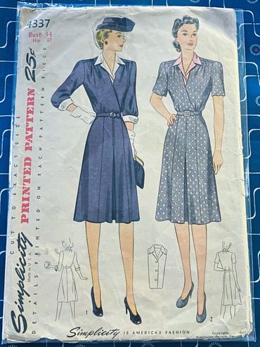 Simplicity 4337 1940s Vintage Dress Pattern
Surplice Dress Pattern