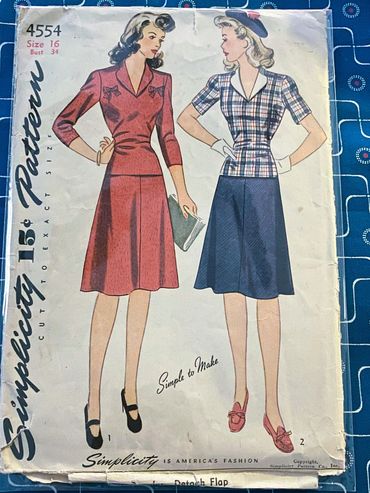 Simplicity 4554 1940s Vintage Dress Pattern