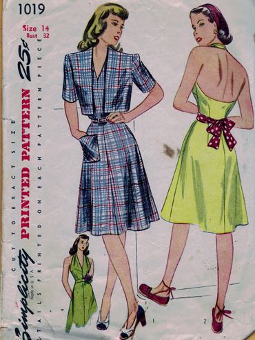 Simplicity 1019
1940s Vintage Sportswear Pattern