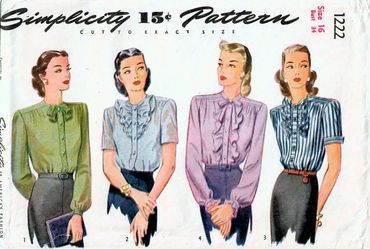 Simplicity 1222
1940s Vintage Blouse Pattern