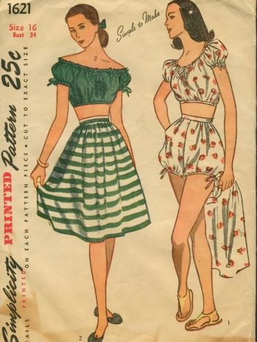 Simplicity 1621
1940s Vintage Sportswear Pattern
swimsuit pattern