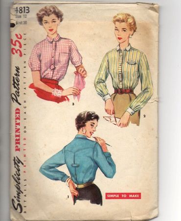 Simplicity 4813 1950s Blouse Pattern
Vintage Blouse Pattern