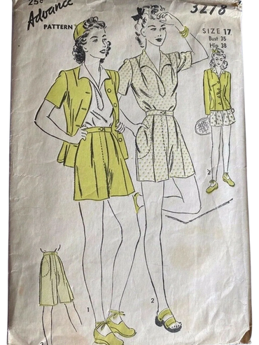 Advance 3278
1940s Vintage Sportswear Pattern