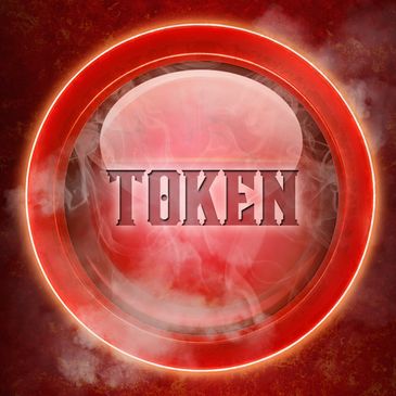 Red circular token with the word 'TOKEN' in the center.
