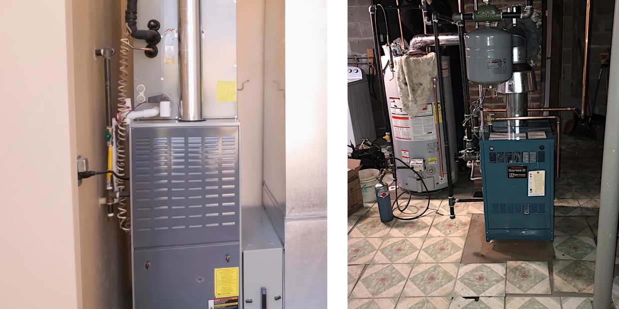 Images of a boiler and a furnace. Bonded Mechanical
