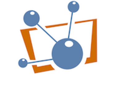 abstract blue and brown icon of a controller in front of a screen representing a network business