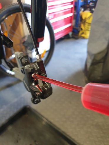 Brake bleding in progress
