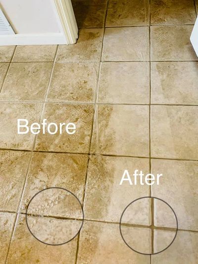 Close-up of a sparkling clean tile floor after steam cleaning.Get rid of dirt & grime! Powerful tile