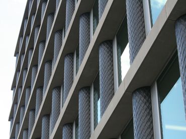 close up of the cast iron columns in situ