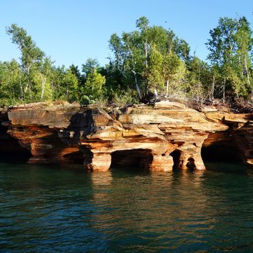Sandstone arch along the shore of the Apostle Island National Lakeshore.