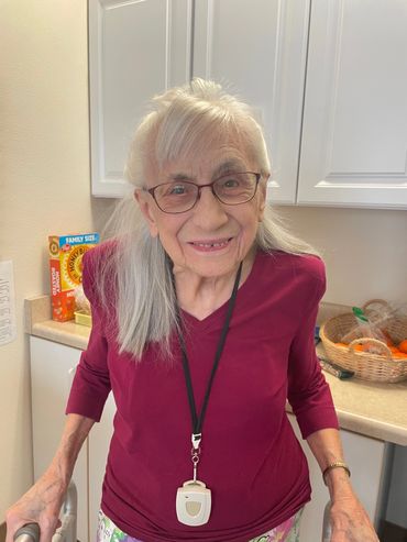 Mom, happily settled in her new Assisted Living home!