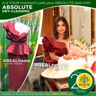 Birthdays are for celebrating you! Gown dry-cleaned for Ms. Joy