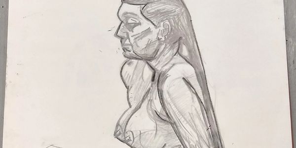 nude woman pencil drawing photo